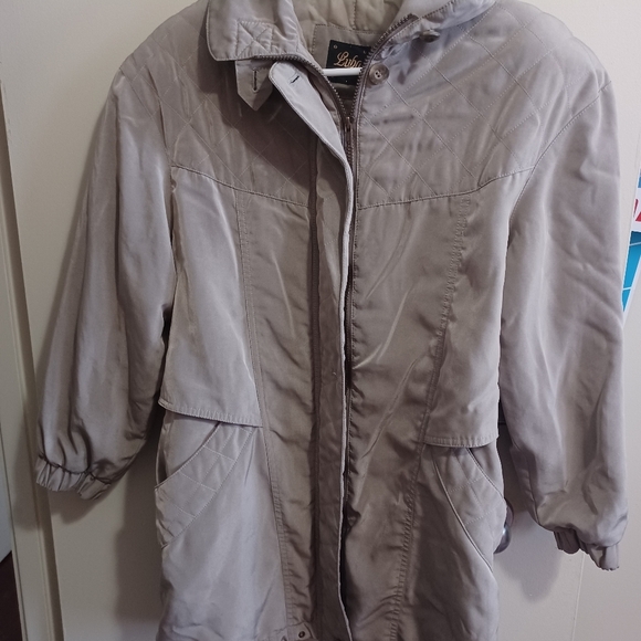 VTG Luba Paris Women's Metallic Khaki Spring Fall Coat Jacket Lagenlook - Picture 1 of 11